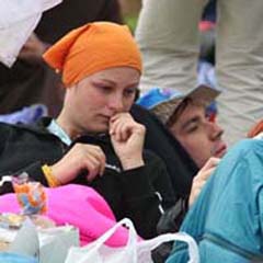 Couples lounging together at World Youth Day